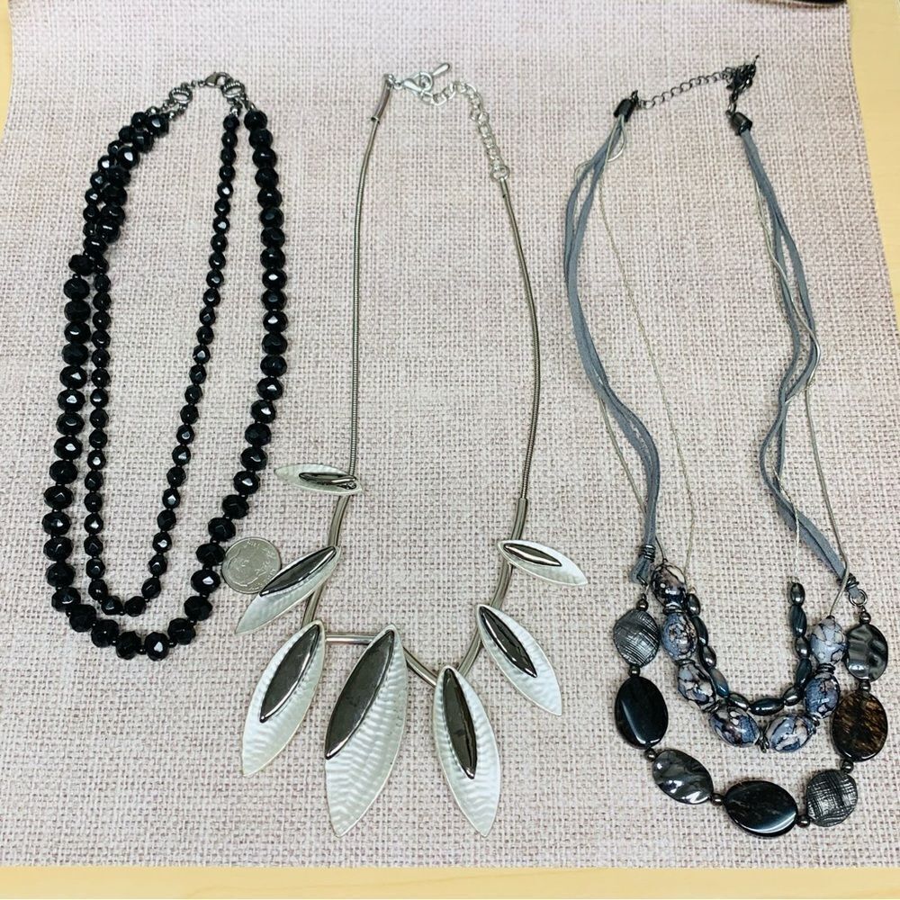 Black Silver Necklace Bundle